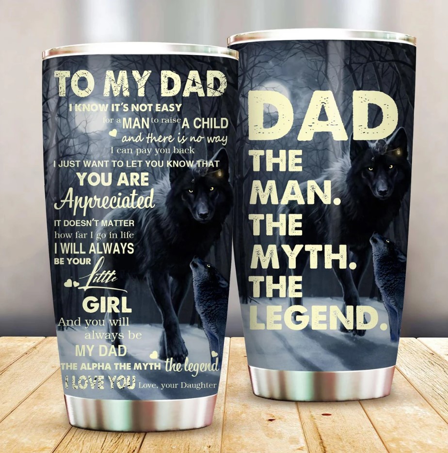 Personalized To My Dad Tumbler Wolf Dad And Daughter Matching Fathers Day Gift Fathers Love Cup Best Gift For Daddy From Kids